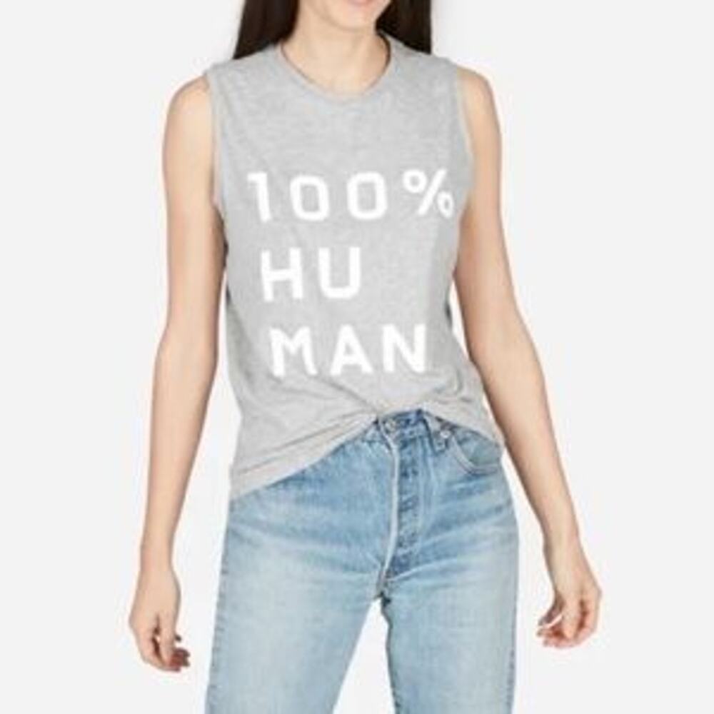 Everlane 100% Human Graphic Tank Heather Grey size small
